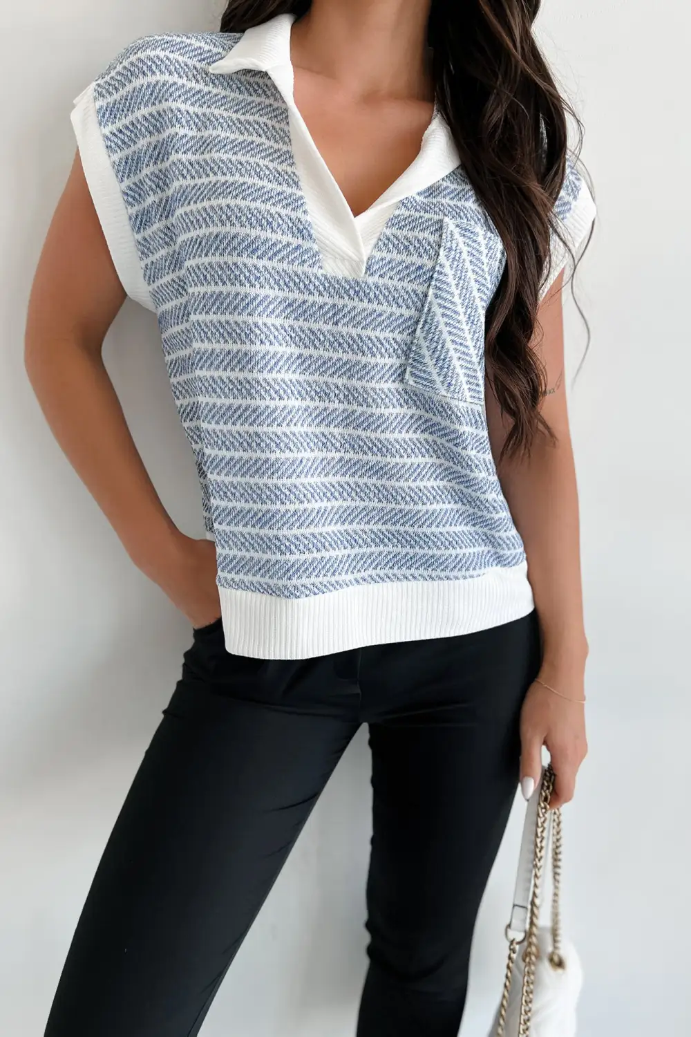 Striped V-Neck Top
