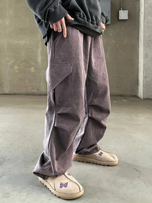 Casual Washed Cuffed Relaxed Cargo Pants