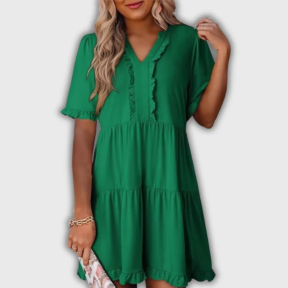 V-Neck Flowing Relaxed Mini Dress