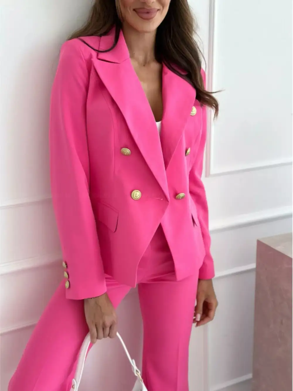 Double-Breasted Long-Sleeve Blazer