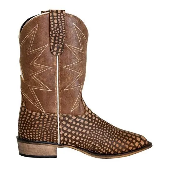 Textured Men's Western Boots With Tapered Toe