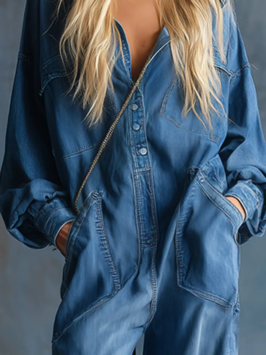  Denim Dungaree Jumpsuit