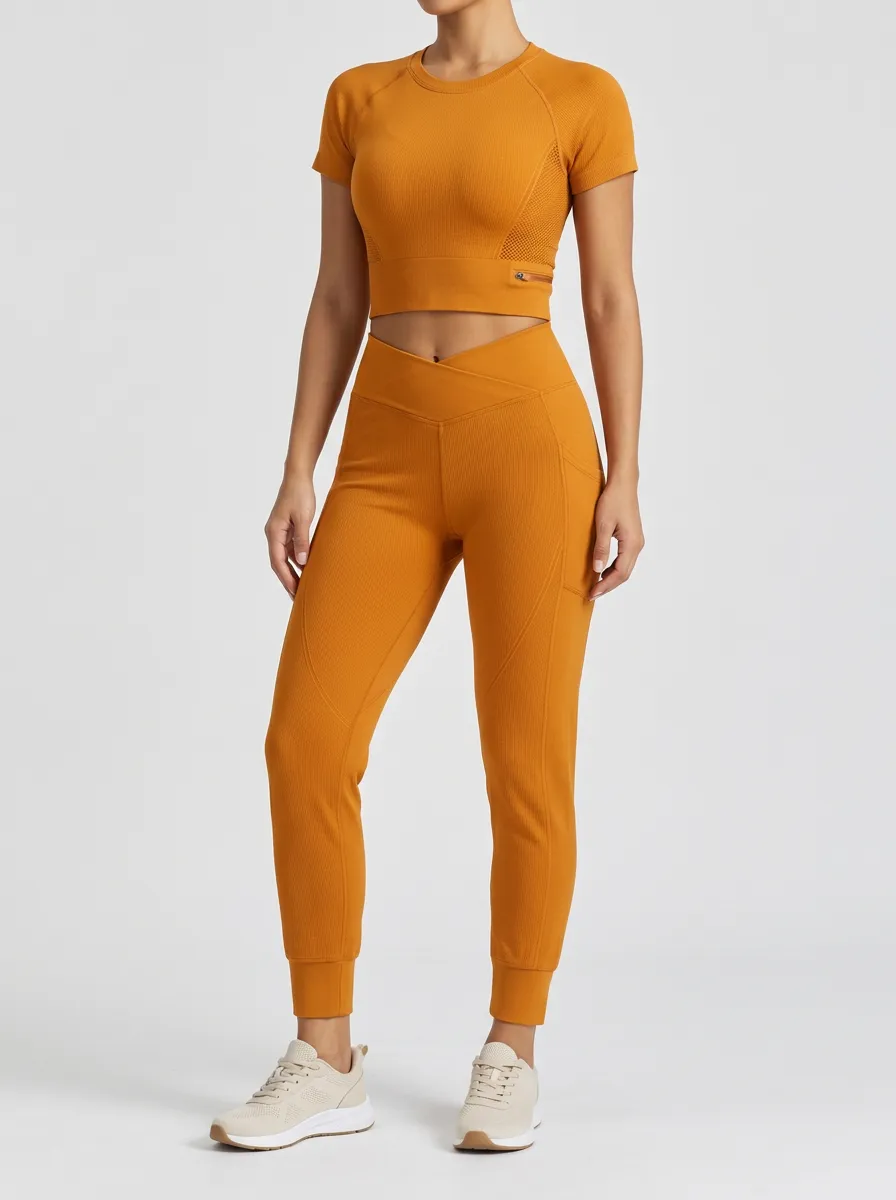 Women's Ribbed Two Piece Sports Set