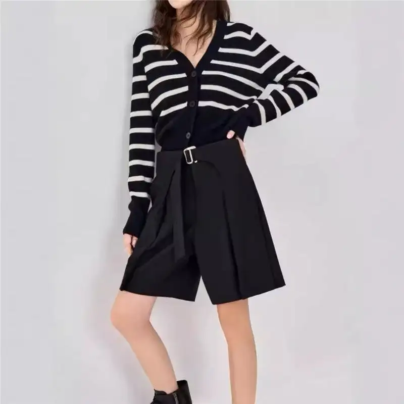 Structured Women's Knit Striped Cardigan