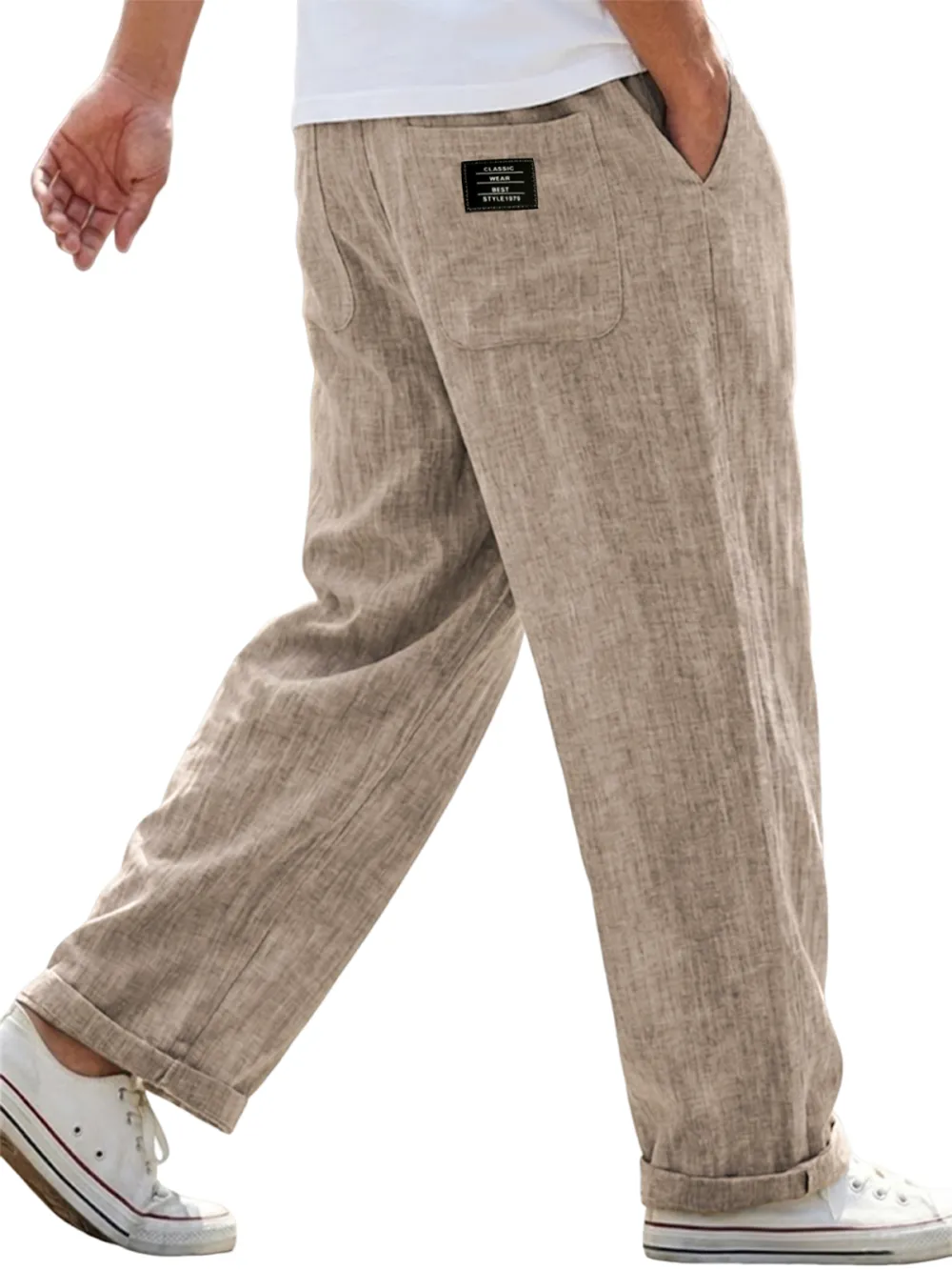 Workwear Linen Blend Utility Pocket Trousers