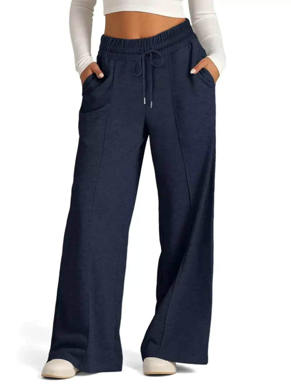 Wide Leg Drawstring Relaxed Fit Pocketed Pants