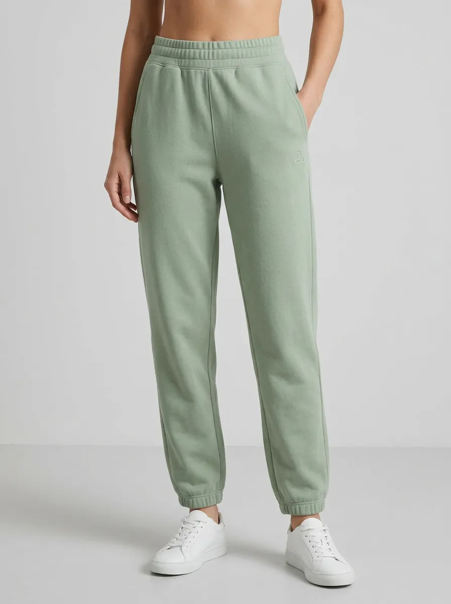 Women's Sage Green Minimalist Embroidered Jogger Pants