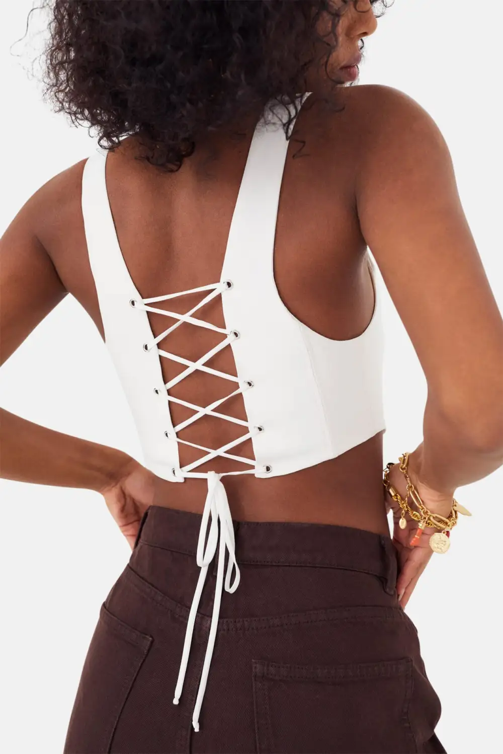 Scoop-Neck Lace Cropped Tank Top