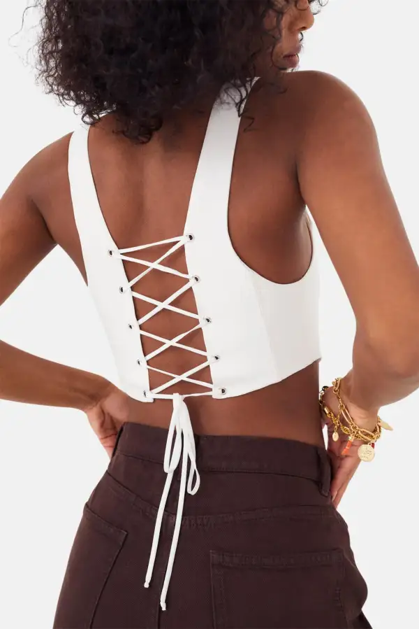 Scoop-Neck Lace Cropped Tank Top