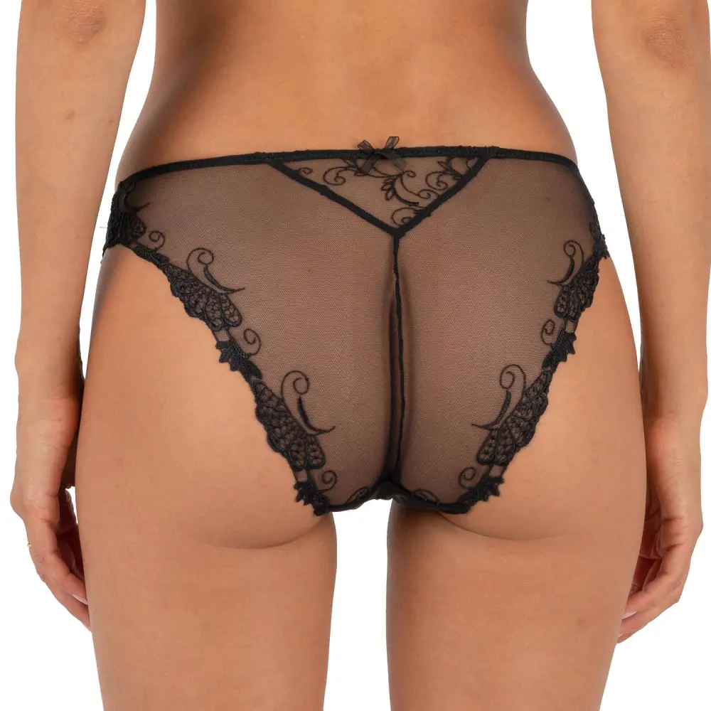 Women's Full Coverage Low Rise Elastic Waistband Cotton Gusset Guipure Lace Mesh Sheer Detail Cotton Floral Print Decorative Bow Lightweight Soft Fabric Brief Panty