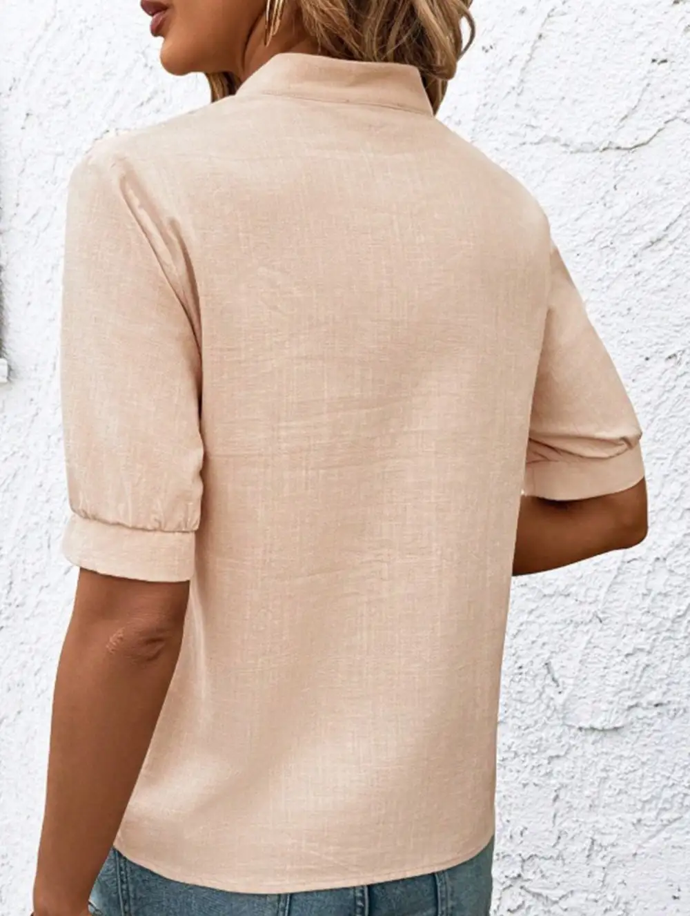 Everyday V Neck Embroidered Blouse