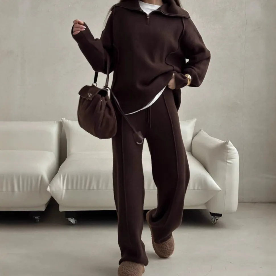 Structured Half Zip Sweatshirt And Pants Set