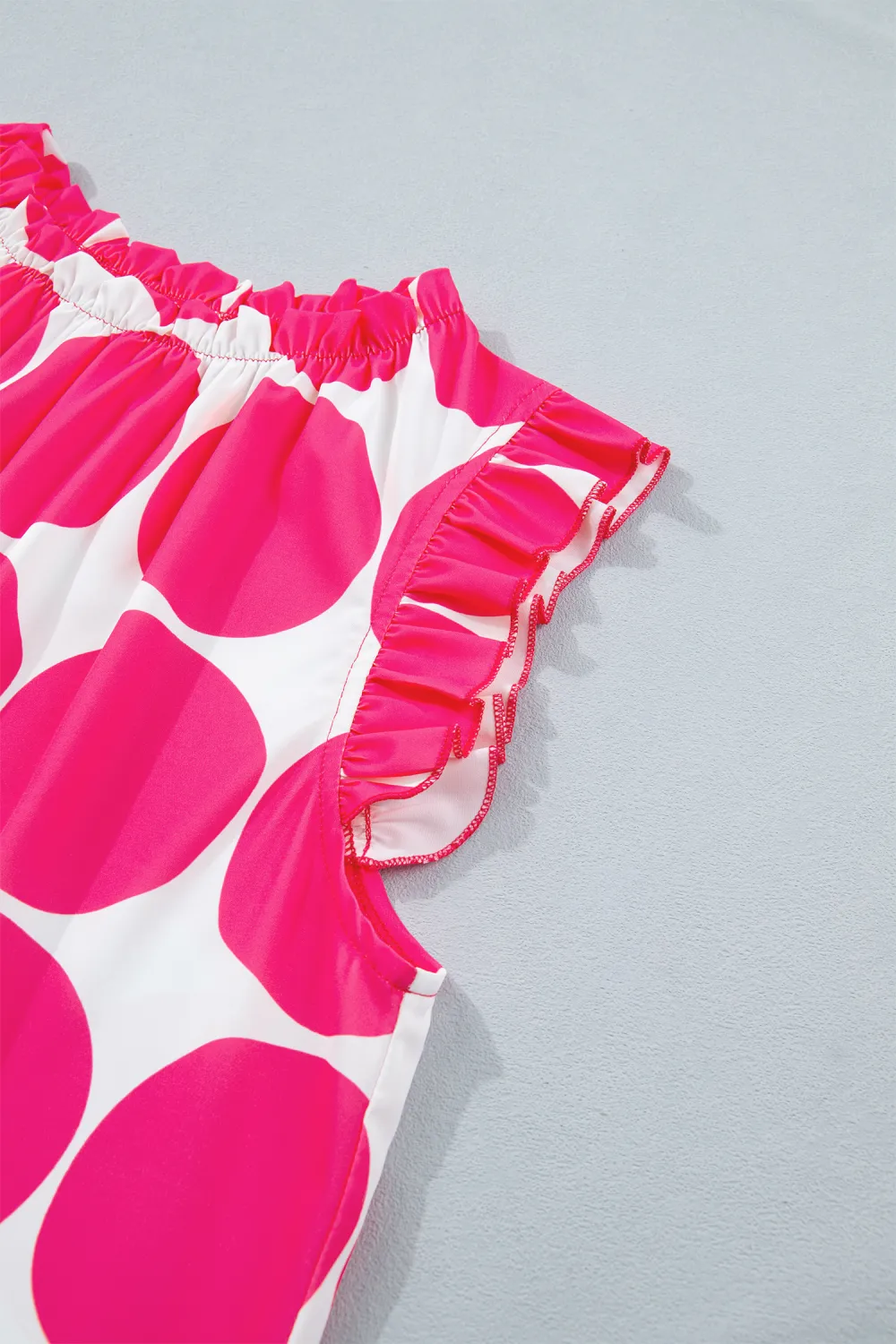 Rose Polka Dot Print Frilled Tank Top