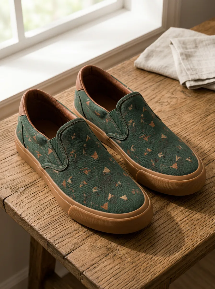 Men's Refined Geometric Triangle Pattern Patterned Canvas Shoes