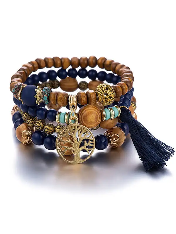 Layered Beaded Tassel Handmade Bracelet