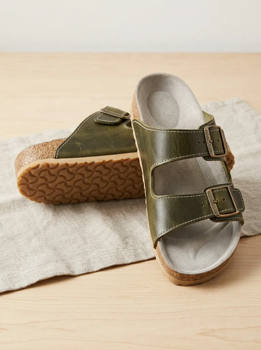 Unisex Double-Strap Buckle Classic Cork Footbed Sandals