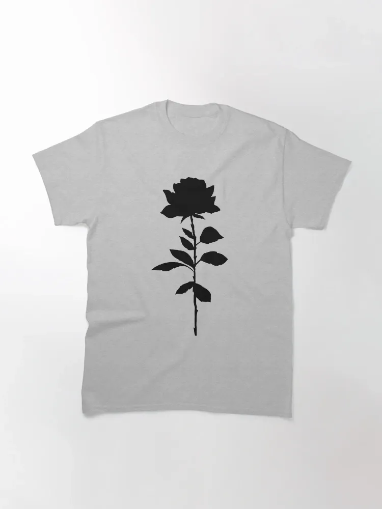Women's Rose Silhouette Print Round-neck Short-sleeved T-Shirt