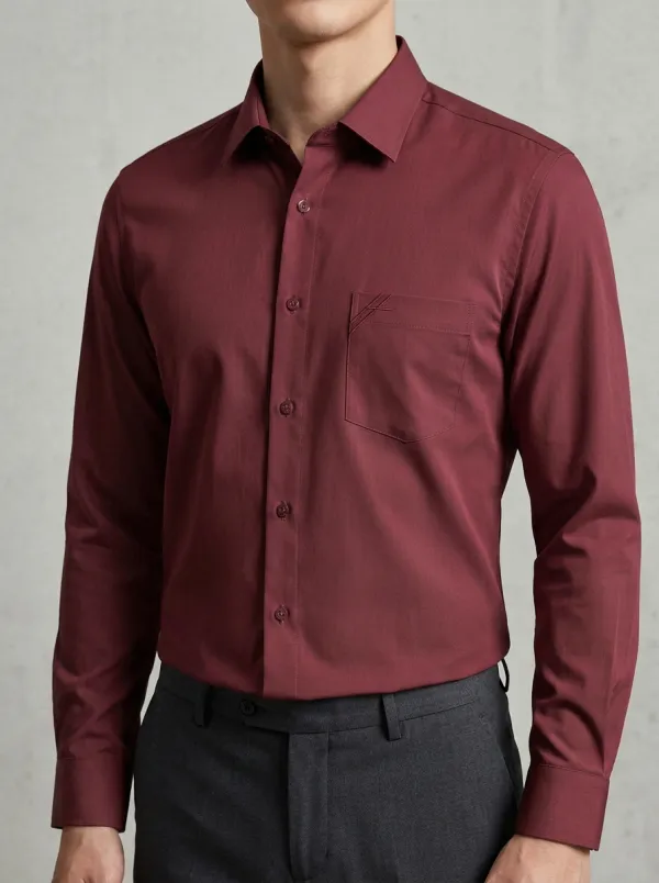 Men's Non-Iron Cotton Minimalist Pocket Embroidery Printed Shirt