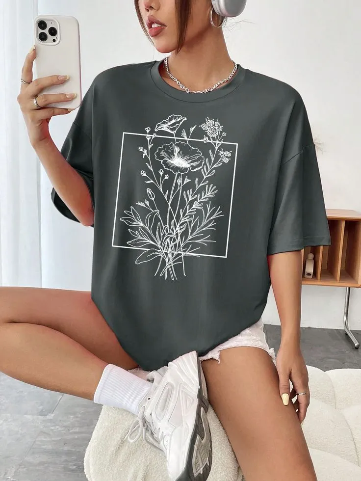 Floral Line Art Tee