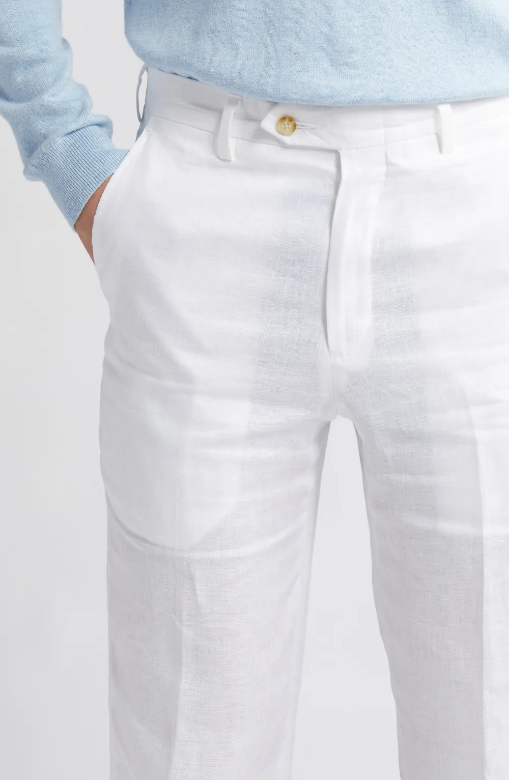 Linen Flat Front Regular Rise Traditional Fit Trousers