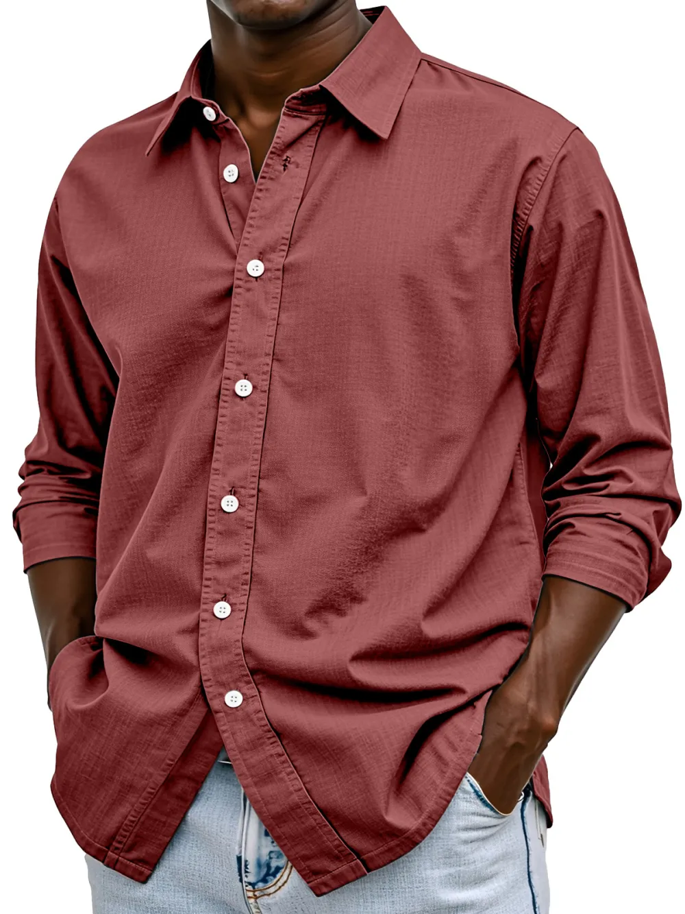 Everyday Long Sleeve Open Collar Shirt