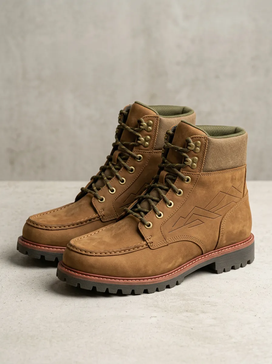 Unisex Outdoor Mountain Lover Embossed Pattern Print Work Boots