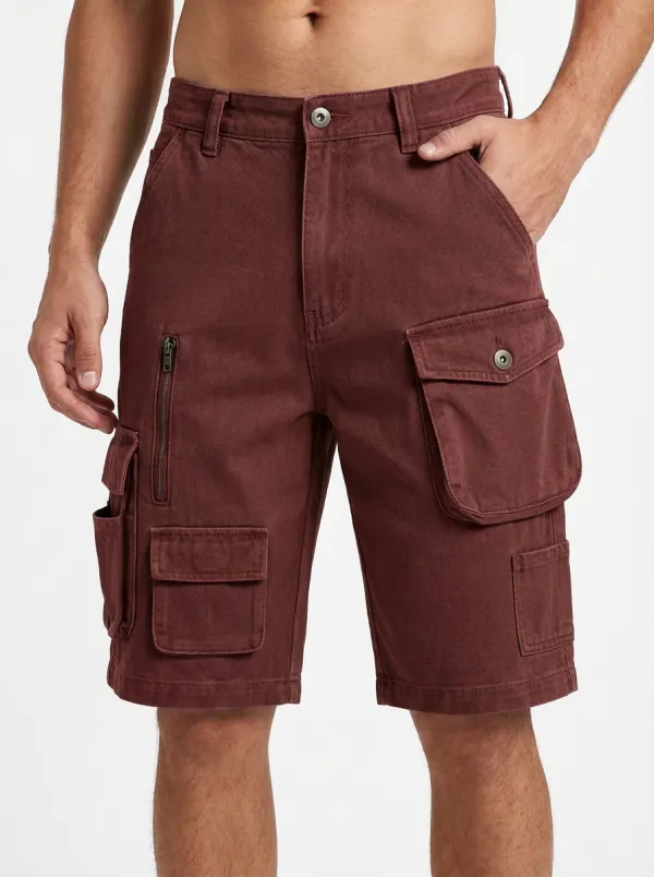 Men's Multi-Pocket Vertical-Pocket Cargo Shorts
