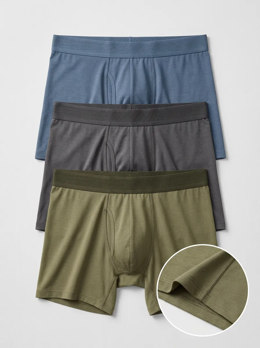 Men's Solid Color Multi-Pack Stretch Cotton Boxer Briefs Underwear Set