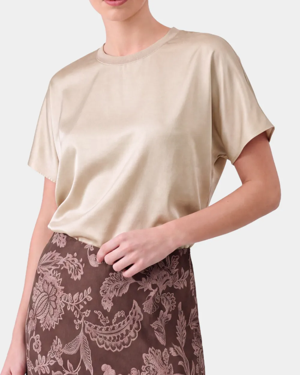 Satin Crewneck Top