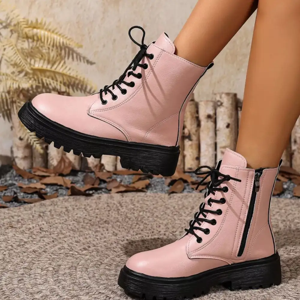 Lace Up Ankle Combat Boots