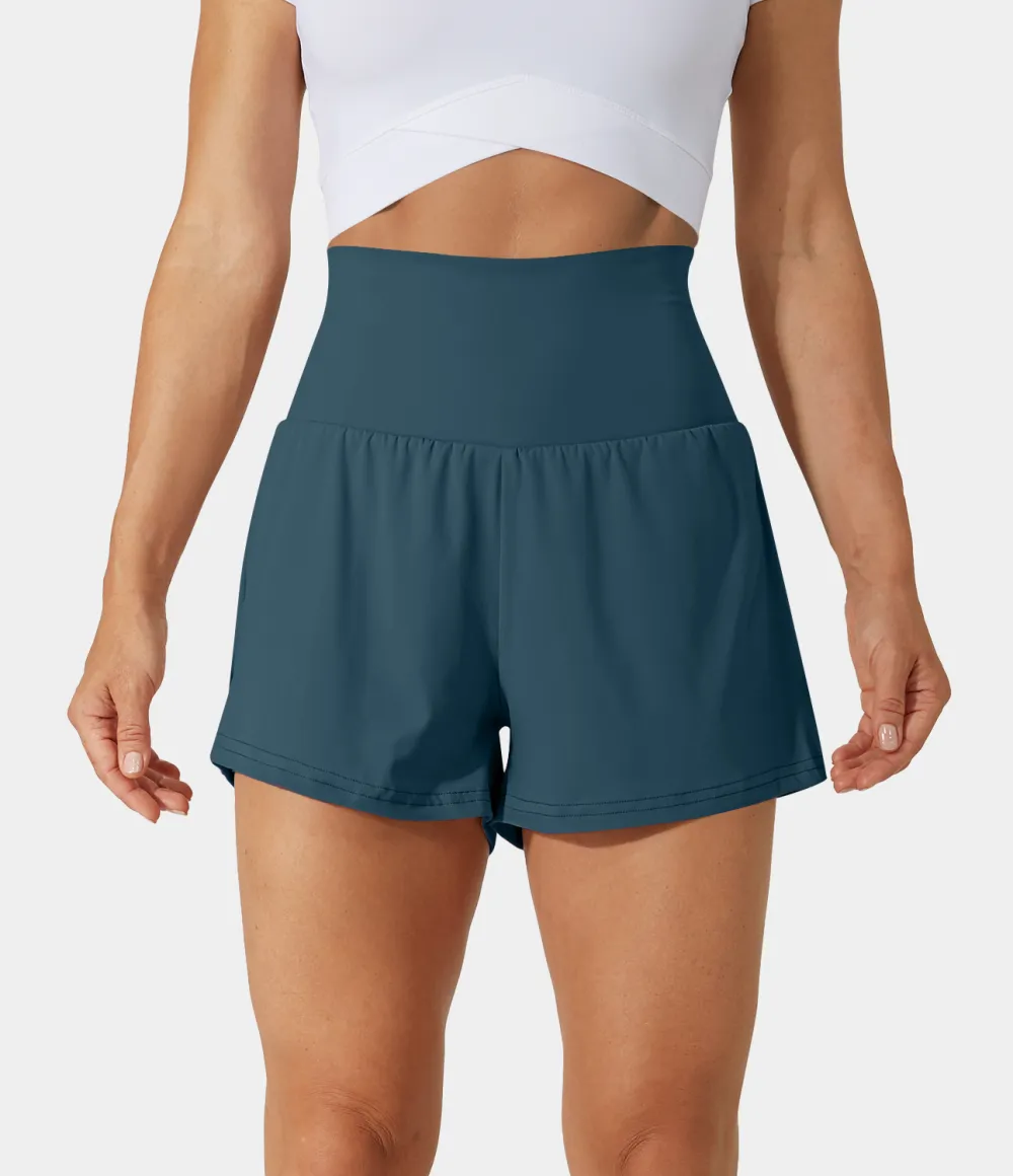 2026🔥  Super High Waisted Back Pocket & Side Hidden Pocket 2-in-1 Yoga Shorts 2.5