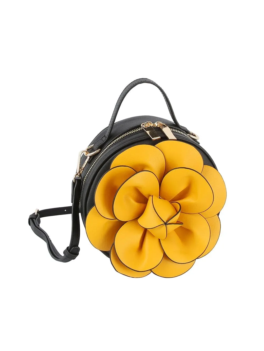 Pocketed Floral Faux Leather Shoulder Bag
