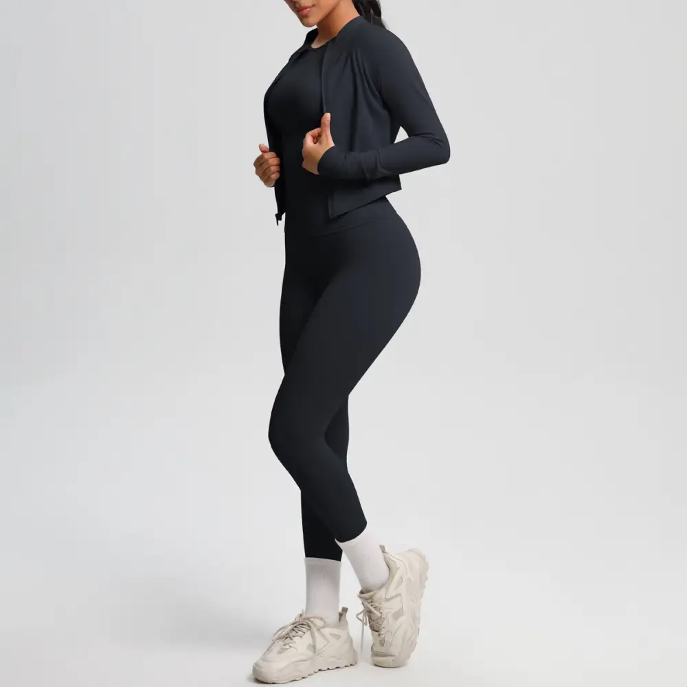 Short-Sleeve Quick-Dry Jacket, Top and Leggings Active Set