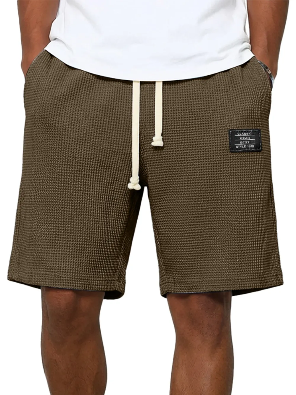 Structured Textured Knit Seamed Detail Shorts