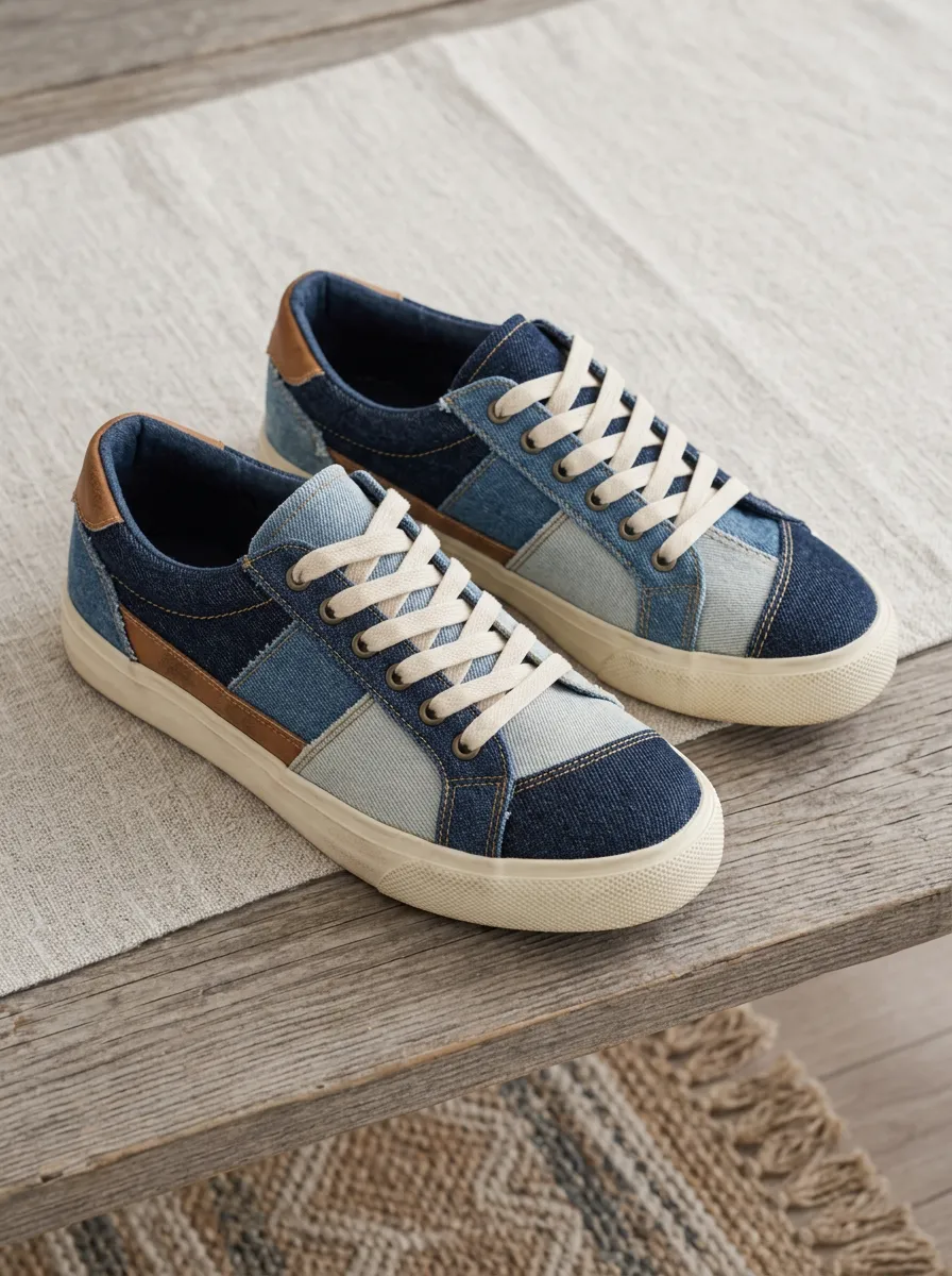 Women's Denim Patchwork Fresh Skate Shoes