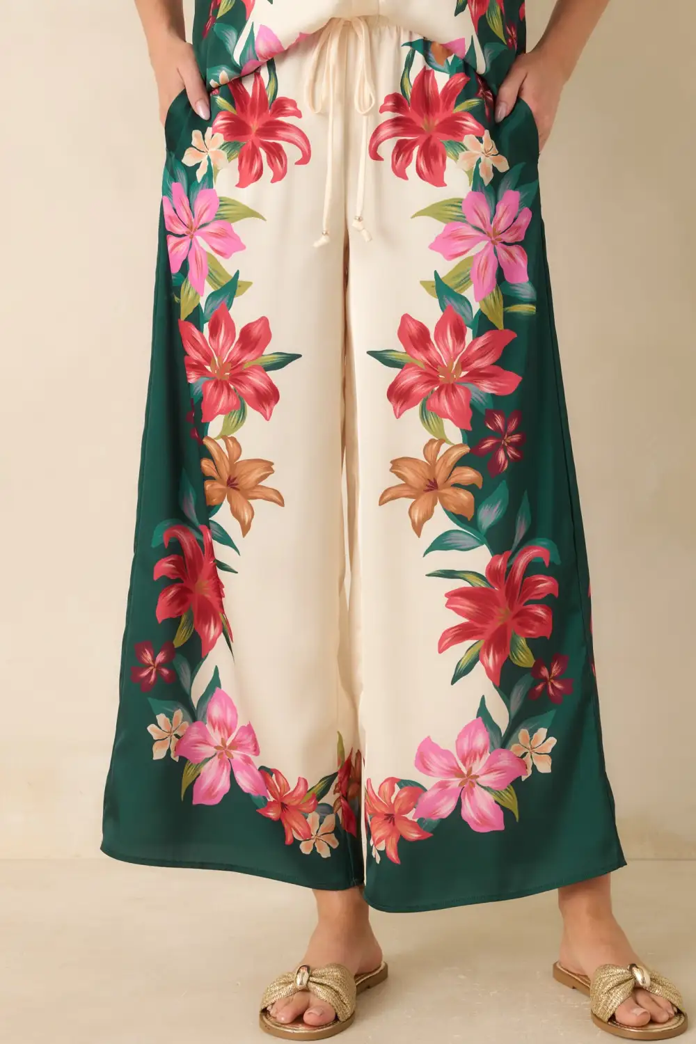 Kiwi Multicolor Floral Wide Leg Pants