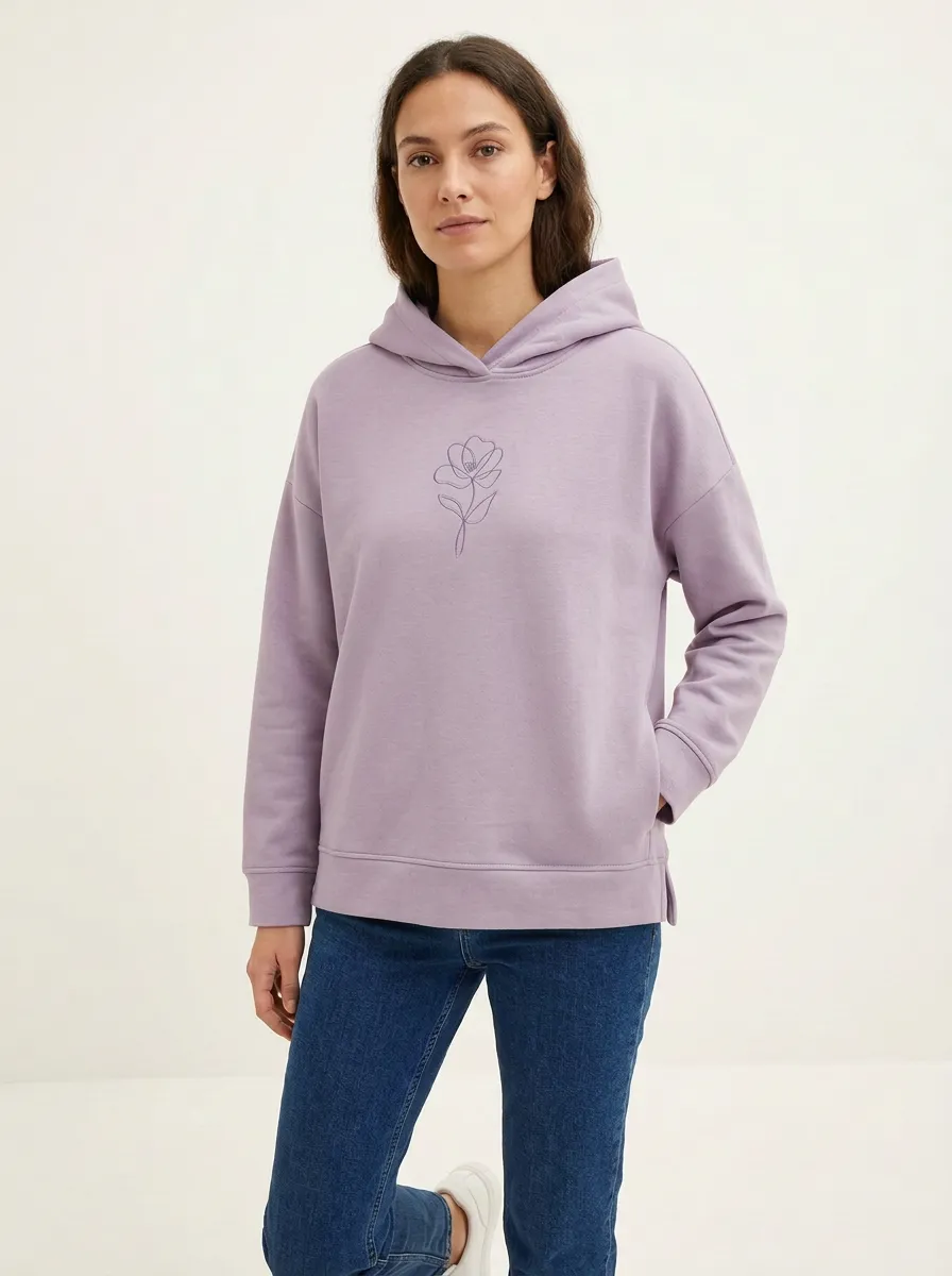 Women's Classic Floral Line Art Minimal Graphic Hoodie