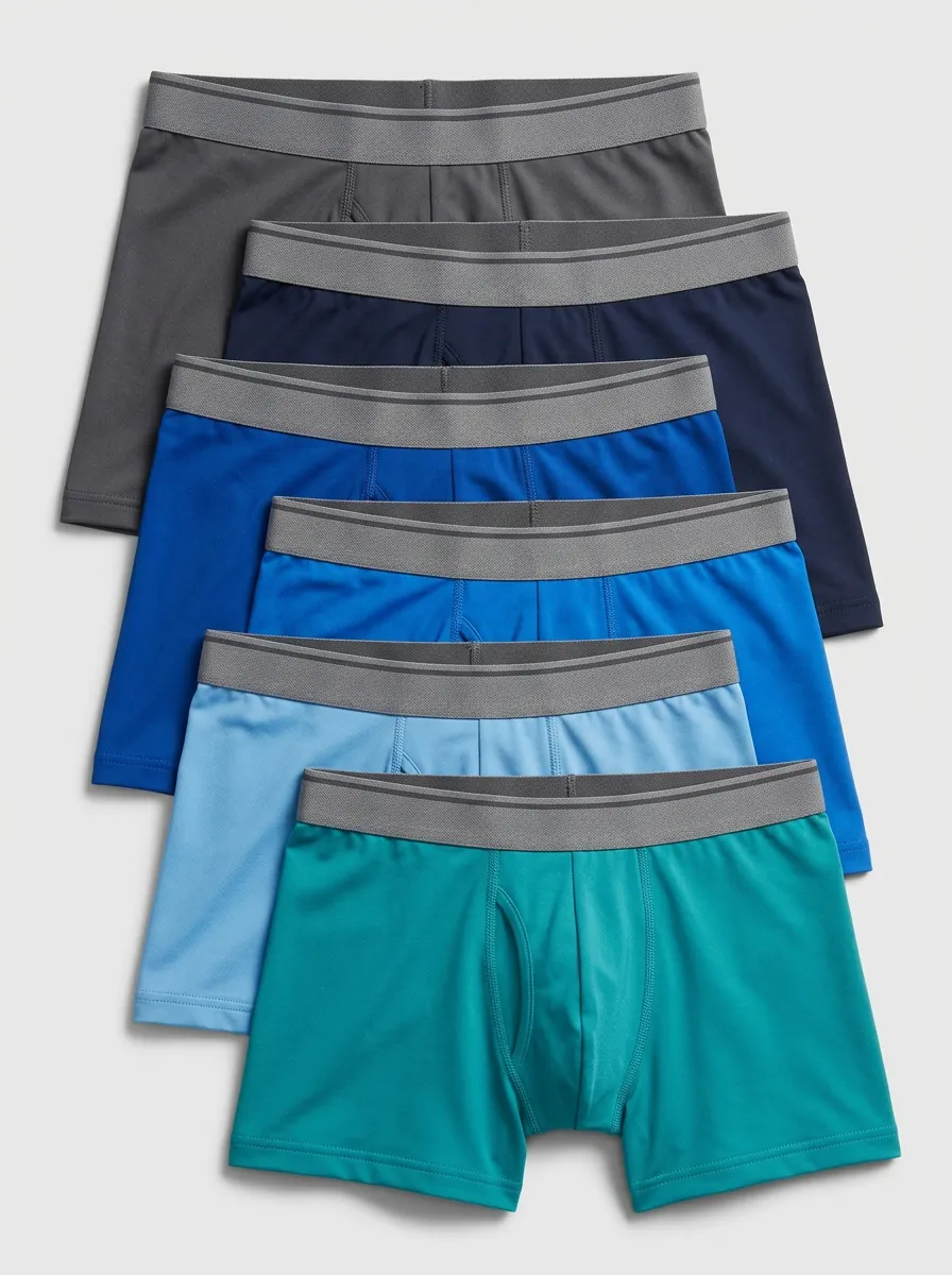 Men's Gradient Solid Pattern Elastic Waistband 6-Pack Boxer Briefs