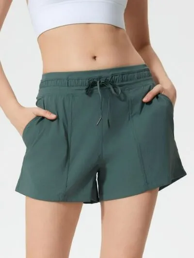 Drawstring Active Shorts With Pockets