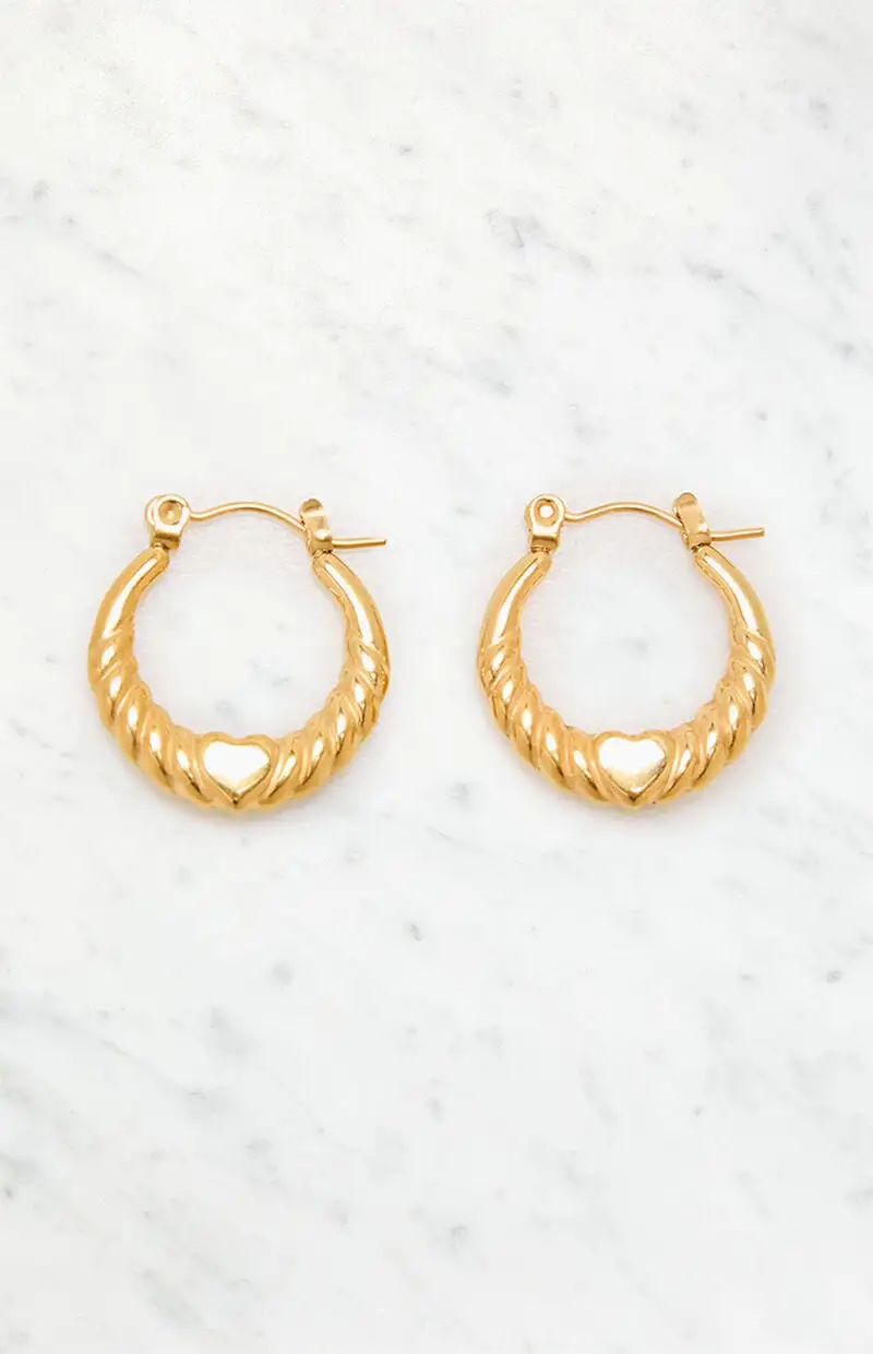 LA Hearts 14K Gold Plated Heart Earrings