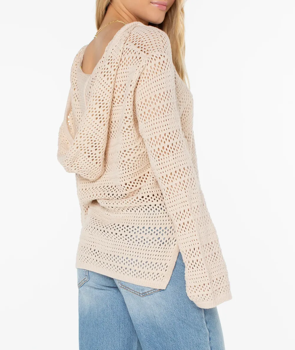 Hood Drawstring V-Neck Women's Sweater