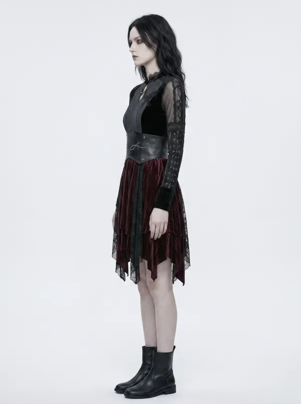 Women's Gothic Raven Embroidery Lace Mesh Printed Top