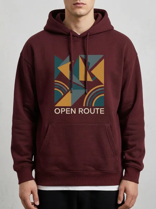 Men's Geometric Abstract Print Drawstring Hoodie
