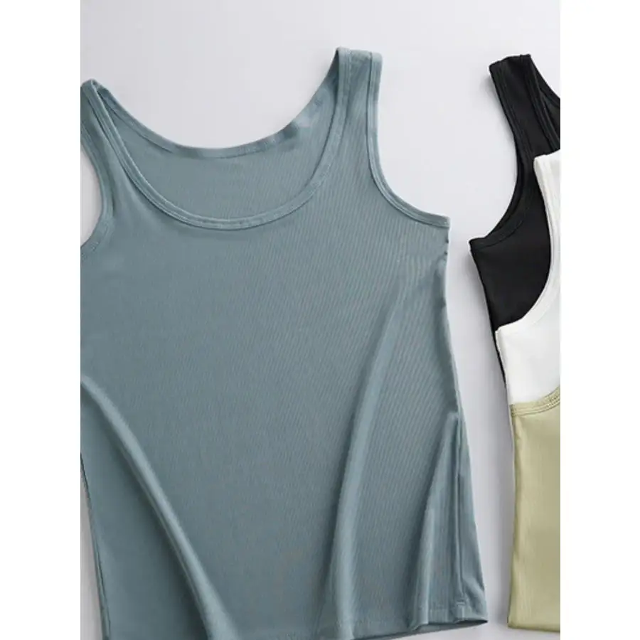 Plus Size Ribbed Scoop Neck Tank Top