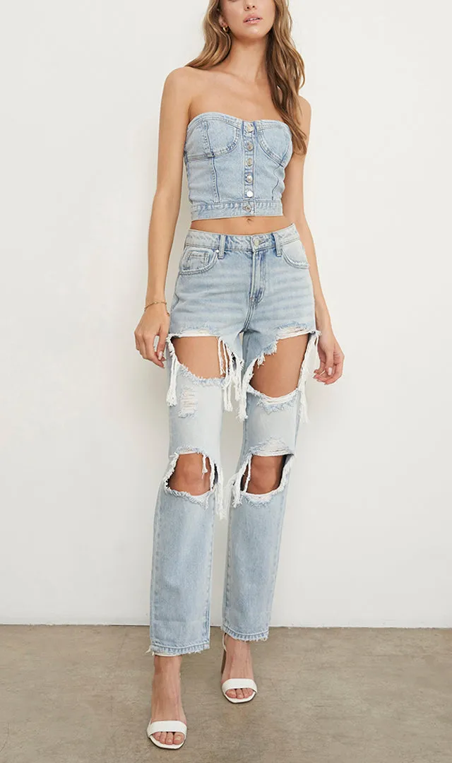 High Rise Ripped Baggy Jeans