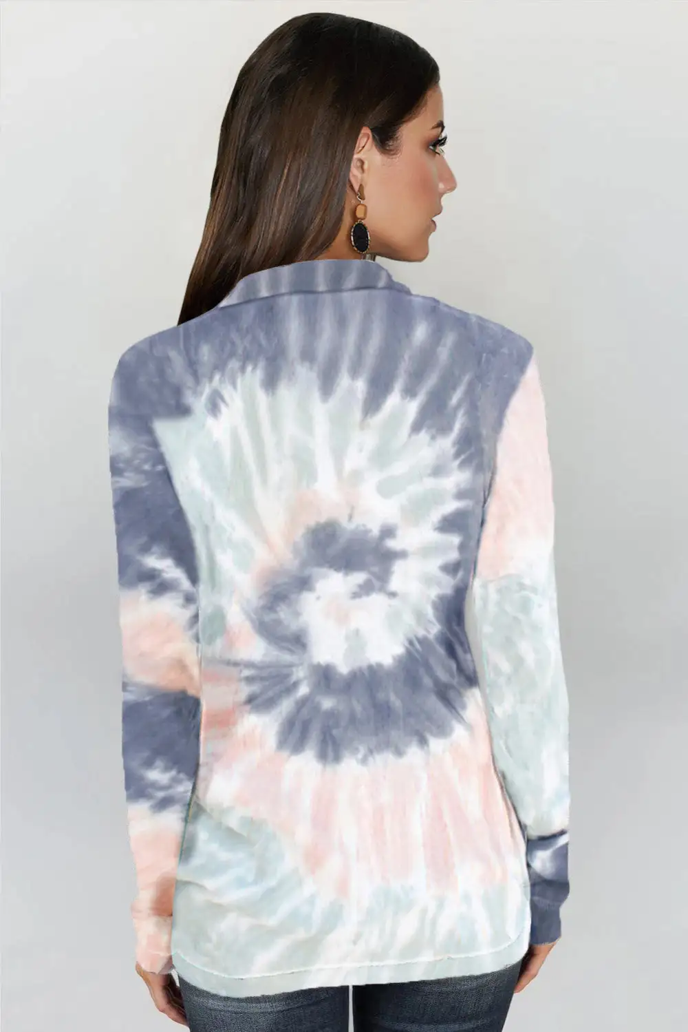 Tie Dye Print Zipper Top