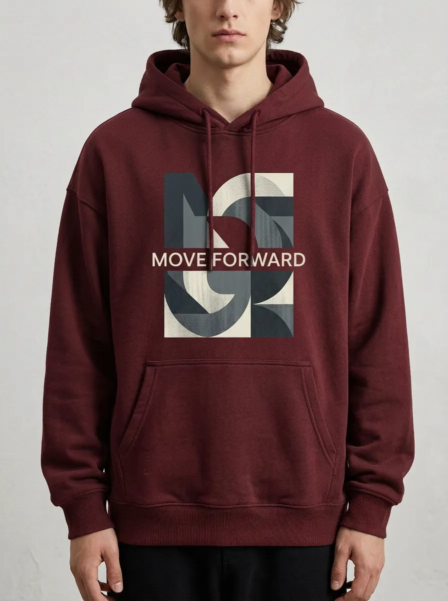 Unisex Forward Motion Lettered Print Hoodie