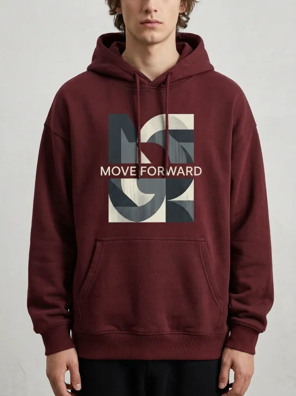 Unisex Forward Motion Lettered Print Hoodie