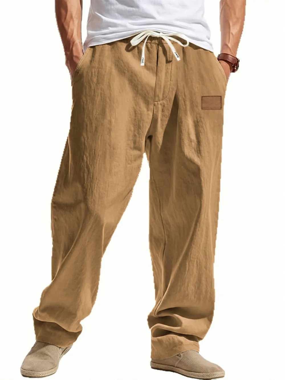 Linen Blend Wide Leg Trousers