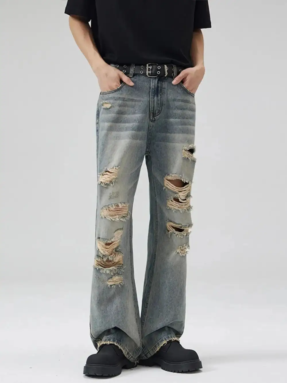Distressed Wide Leg Vintage Jeans